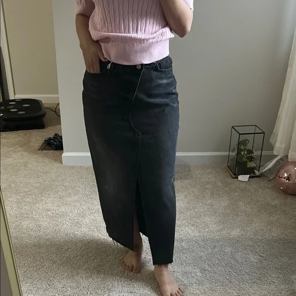 Reformation Black Denim long Skirt. 27 - Picture 4 of 16